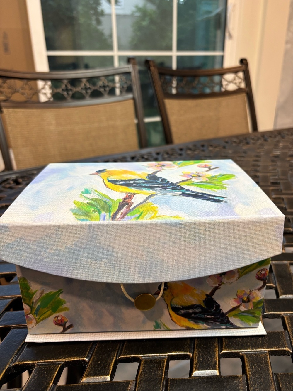 Bird Keepsake Box in Yellow and Blue